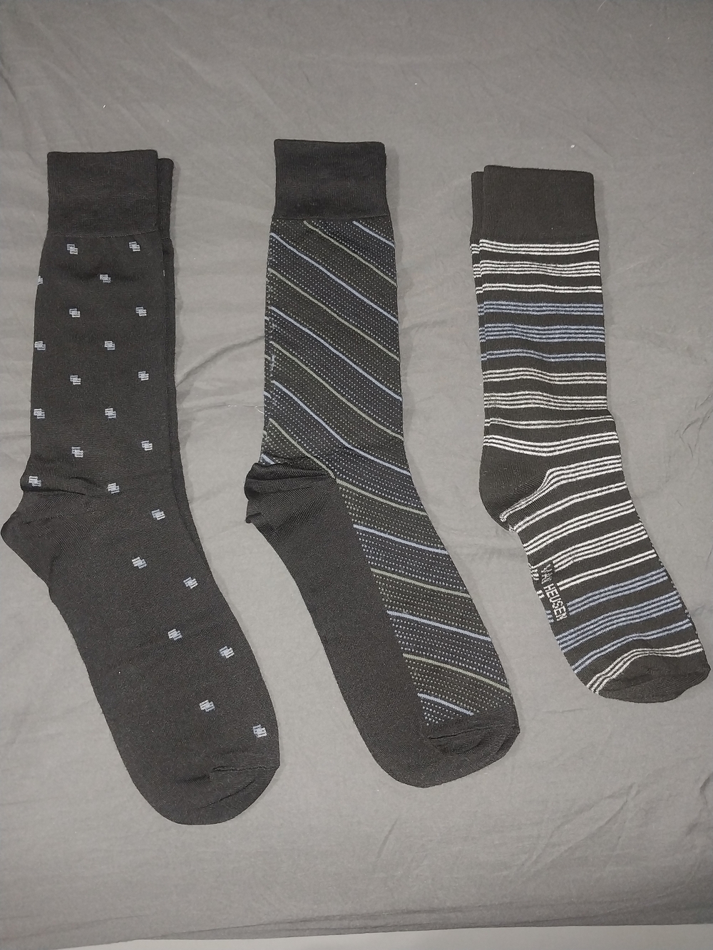 Van Heusen Black Dress Sock Trio with Subtle Blue Accents
